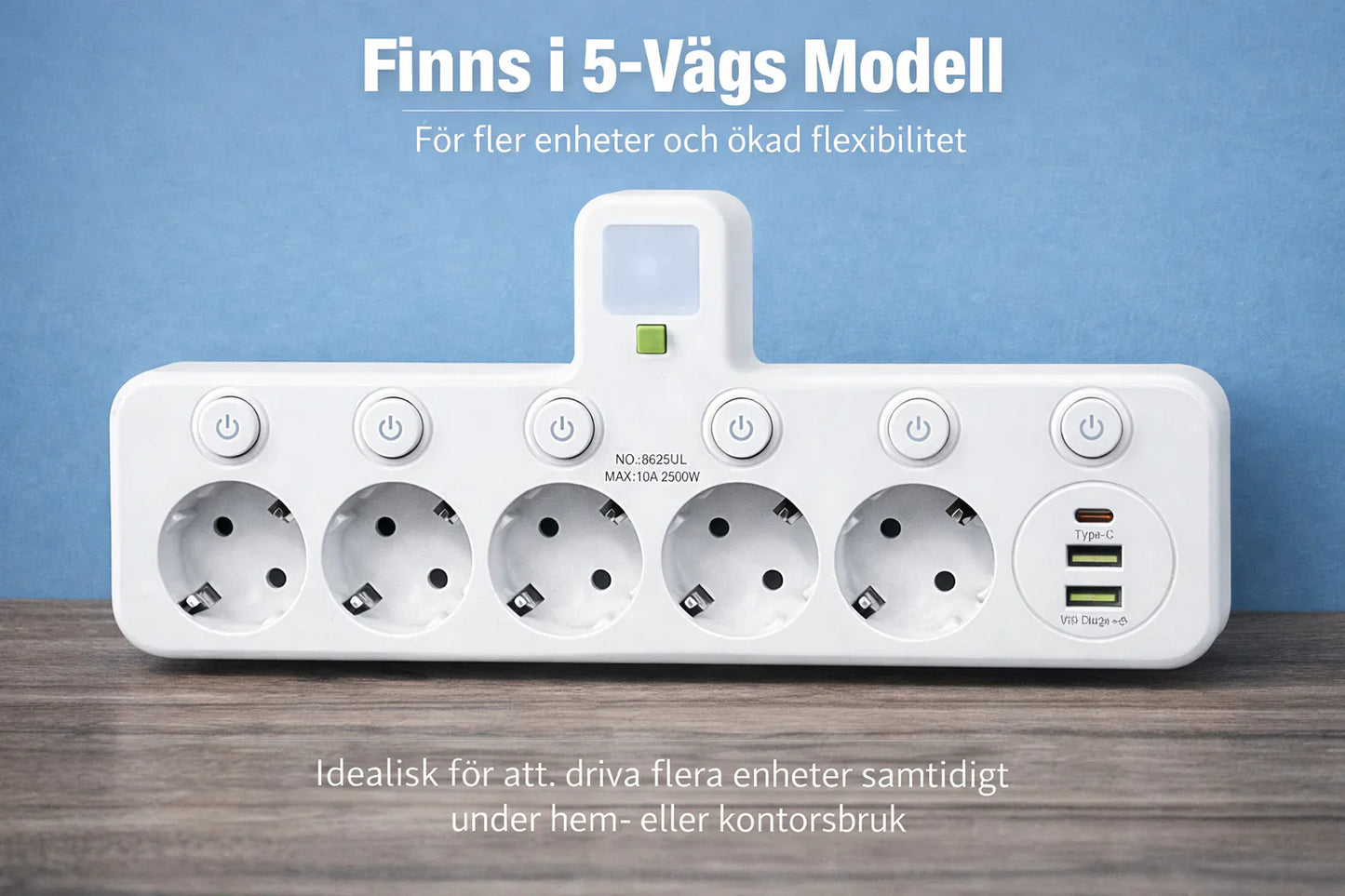Sveora™ Allt-i-ett Grenuttag med USB & Nattlampa 1+1 Gratis