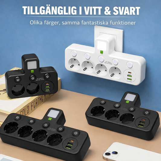Sveora™ Allt-i-ett Grenuttag med USB & Nattlampa 1+1 Gratis
