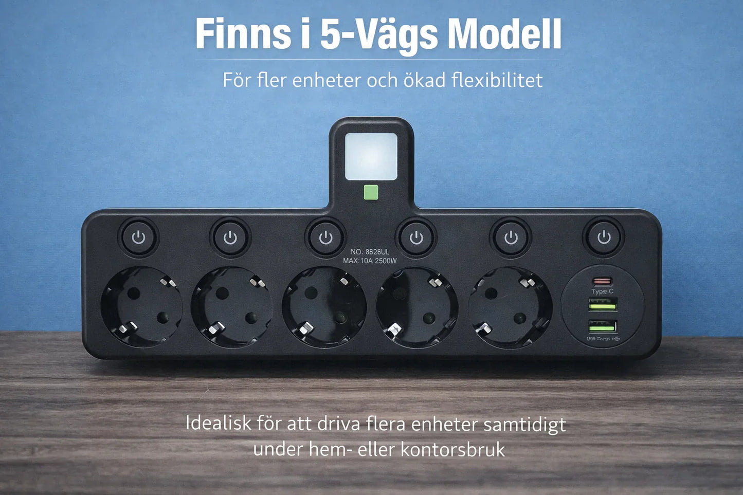 Sveora™ Allt-i-ett Grenuttag med USB & Nattlampa 1+1 Gratis